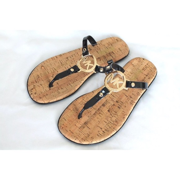 Michael kors sandals cork jelly thong black gold - Picture 2 of 6